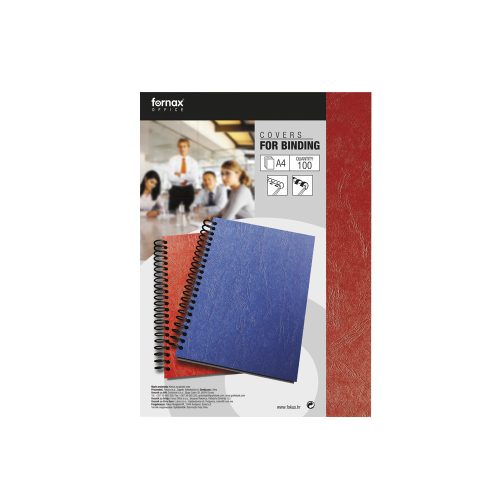 Hátlap, A4, 250 g. matt bőrhatású 100 db/csomag, Fornax, piros