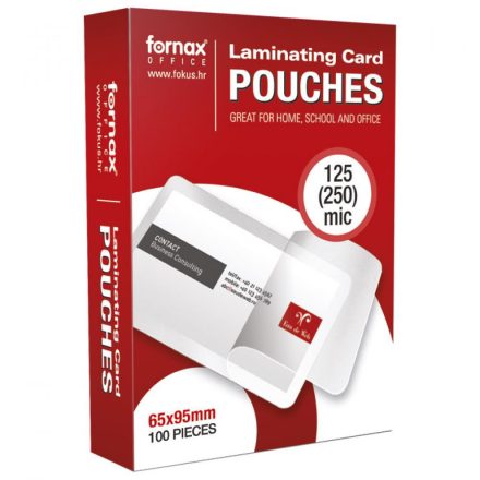 Lamináló fólia 65x95mm, TB kártya 125 micron 100 db/doboz, Fornax