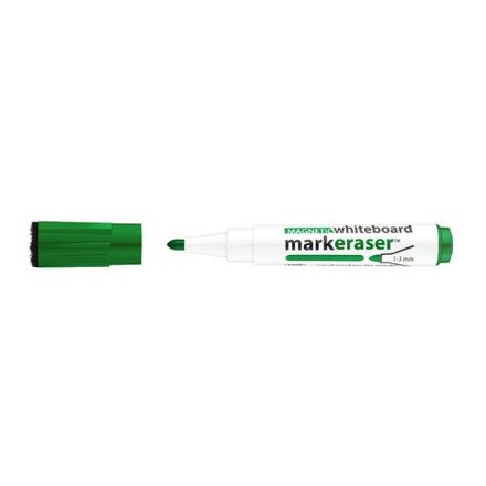 Táblamarker 3mm, mágneses, táblatörlővel multifunkciós Ico MARKERASER zöld