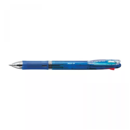 Golyóstoll kék test, Zebra Clip on Slim 4C, 4 színű