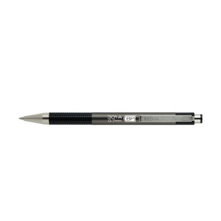 Golyóstoll 0,7mm, metál antracit test, Zebra F-301A, írásszín kék