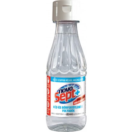 Kézfertőtlenítő folyadék 200 ml-es palackban visszazárható flip-top kupakkal  NOVOSEPT