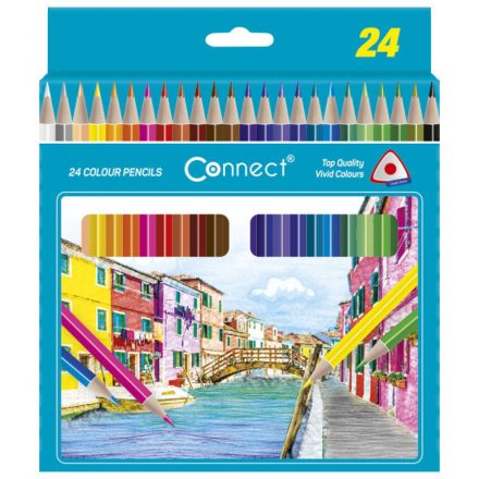 Színes ceruza készlet, háromszögletű Connect 24 klf. szín