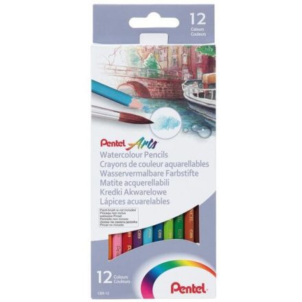 Színes ceruza akvarell készlet hatszögletű 12 szín Pentel