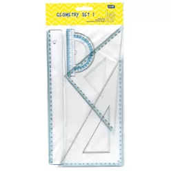  Vonalzókészlet, 30 cm egyenes vonalzó, szögmérő, 45° 16 cm és 60°, 23 cm háromszög vonalzó, 4 db/bliszter Educa