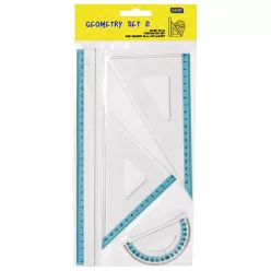   Vonalzókészlet, 30 cm egyenes vonalzó, szögmérő, 45° 13 cm és 60°, 18 cm háromszög vonalzó, 4 db/bliszter Educa