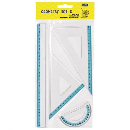 Vonalzókészlet, 30 cm egyenes vonalzó, szögmérő, 45° 13 cm és 60°, 18 cm háromszög vonalzó, 4 db/bliszter Educa