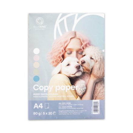 Másolópapír, színes, vegyes színek A4, 80 g Bluering® 5x20 ív/csomag, pasztell színes