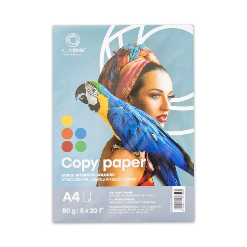 Másolópapír, színes, vegyes színek A4, 80g Bluering® 5x20 ív/csomag, intenzív mix