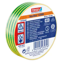 Szigetelőszalag 19mmX20m Tesa zöld/sárga