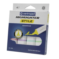   Szövegkiemelő  készlet 1-4,6mm, vágott hegyű, Centropen 6252 pasztell, 4 klf. szín