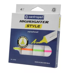  Szövegkiemelő készlet 1-4,6mm, vágott hegyű, Centropen 6252 neon, 4 klf. szín