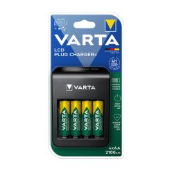 Elemtöltő, akku LCD Plug töltő + 4 db AA 2100 mAH Varta