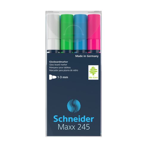 Üvegtábla marker 1-3mm, Schneider Maxx 245, 4 klf. szín