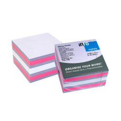   Jegyzettömb öntapadó, 75x75mm, 450lap, Info Notes, brilliant mix, lila, rózsaszín, fehér