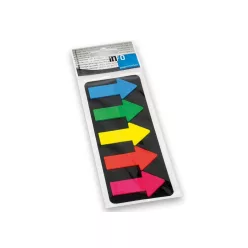   Jelölőcímke 25x45mm, 5x25lap, műanyag nyíl Info Notes kék zöld sárga narancssárga rózsaszín