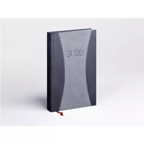 Határidőnapló Prémium A B/5, heti krémszínű lapokkal szürke Realsystem 2026.