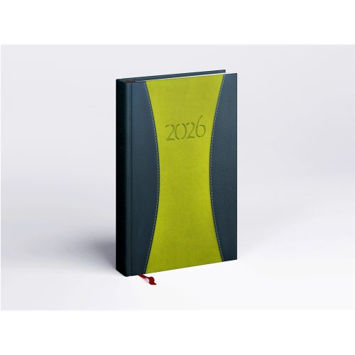 Határidőnapló Prémium A B/5, heti krémszínű lapokkal zöld Realsystem 2026.