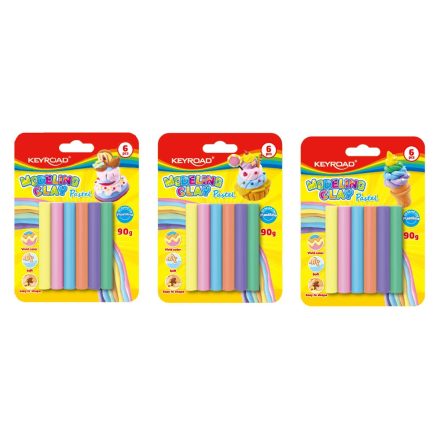 Gyurmakészlet 90 g 6 db/bliszter Keyroad Pastel pasztell színek