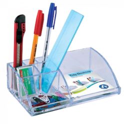   Írószertartó 7 rekeszes 180x110x55mm, műanyag, Bluering® víztiszta