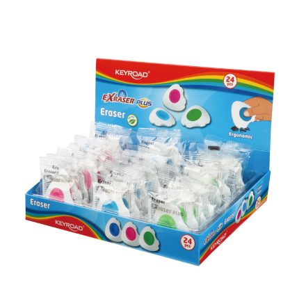 Radír, PVC mentes 24 db/display Keyroad Exraser Plus vegyes színek