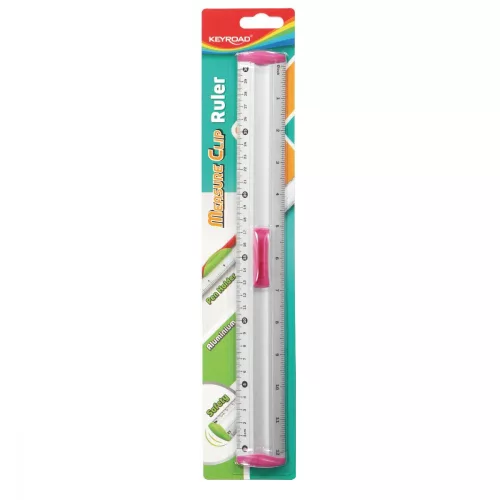 Vonalzó 30 cm, fém Keyroad Measure Clip vegyes színek