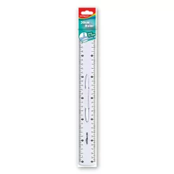 Vonalzó 30 cm, kétoldalt skálázott, fogantyús Keyroad