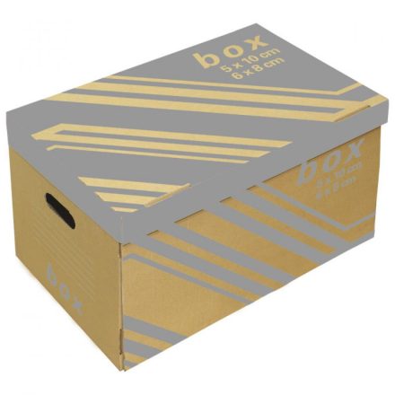 Archiváló konténer karton doboz fedeles 52x35x30cm, külön záródó levehető fedéllel Fornax