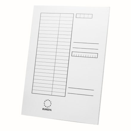 Iratgyűjtő, pólyás dosszié A4, 230g. karton táblázatos EUROPA fehér