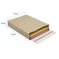   Csomagküldő webshop tasak 162x229x40mm, erős kraft papírból 250 db/doboz, E-green barna