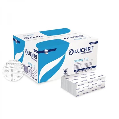 Kéztörlő 2 rétegű Z hajtogatású 200 lap/csomag 15 csomag/karton Strong Z 20 Lucart_864051B hófehér
