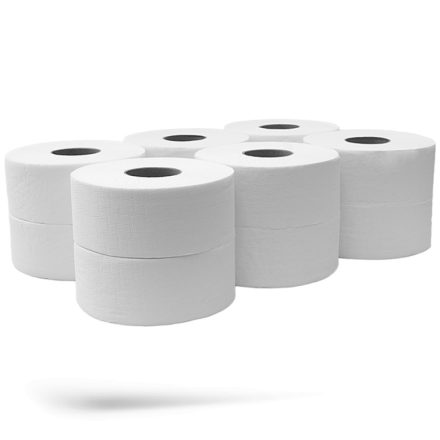 Toalettpapír 2 rétegű közületi átmérő: 14 cm 100 % cellulóz laponkénti adagolású 12 tekercs/karton hófehér