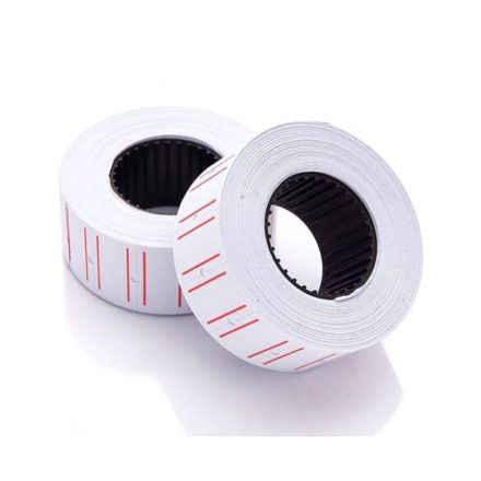 Árazószalag 22x12mm, fehér piros vonallal 25 tekercs/karton, MOTEX