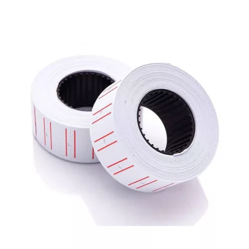 Árazószalag 22x12mm, fehér piros vonallal 25 tekercs/karton, MOTEX
