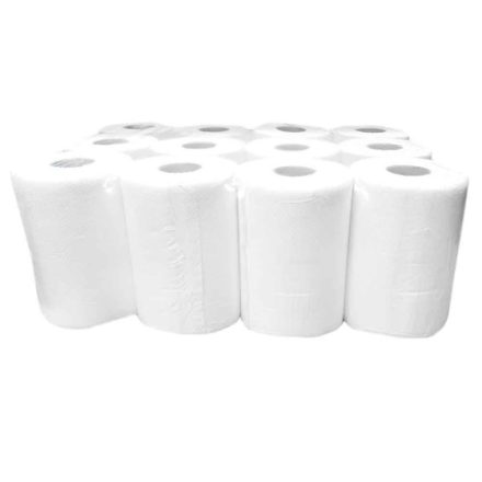 Kéztörlő 2 rétegű tekercses átmérő: 14 cm 100 % cellulóz duda nélküli 12 tekercs/karton_090631A-DN hófehér