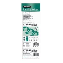   Fém spirál 3:1, 6mm, 21-35lap, Fellowes® 100 db/doboz, fekete