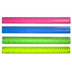 Vonalzó 30cm, műanyag piros