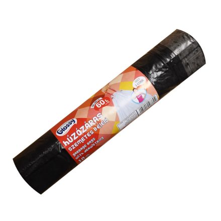 Szemeteszsák önzáró szalaggal 60 liter 58 x 68 cm 10 db/tekercs Glossy fekete