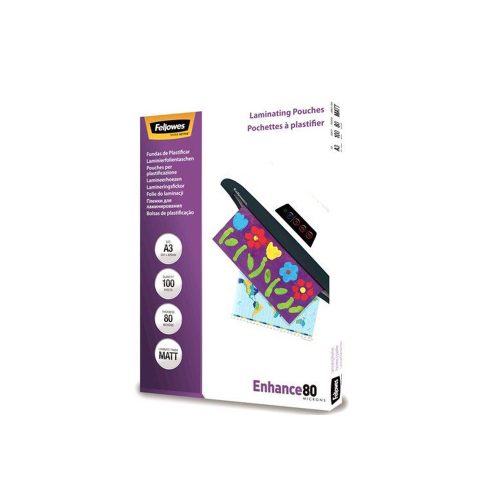 Lamináló fólia, A3, 80 mikron, matt, 100 db/doboz, Fellowes®