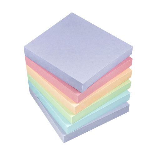 Jegyzettömb öntapadó, 75x75mm, 6 x100lap, Info Notes, pastell mix, kék, zöld, rózsa