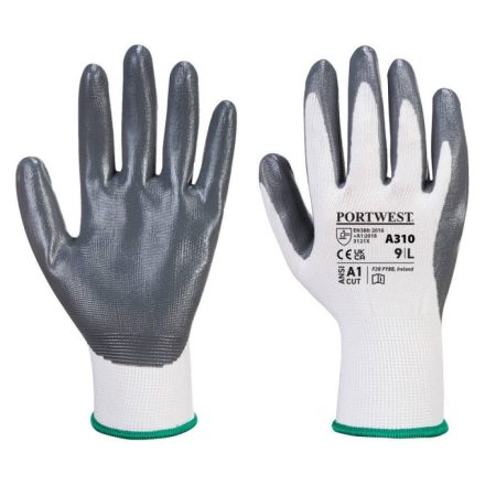 Védőkesztyű PU tenyérmártással nylon méret: M szín: szürke-fehér A310 Portwest