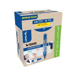   Táblamarker 2,3mm, kerek hegyű, utántölthető medium V-Board Master 10+10 Pilot kék