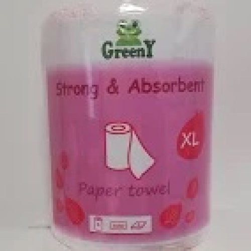 Háztartási papírtörlő kéztörlő 2 rétegű 500 lap/tekercs egyesével csomagolt Greeny 500 XXL