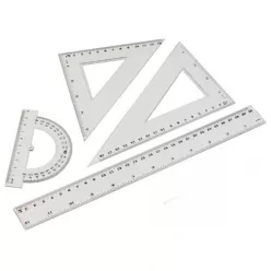   Vonalzókészlet, 30cm, vonalzó, szögmérő, 45° és 60° háromszög vonalzók 4 db/csom
