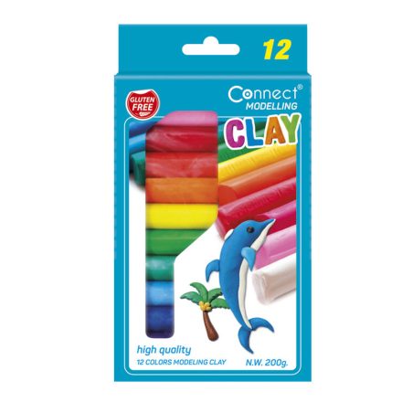 Gyurma készlet, 200g. Connect, felakasztható karton dobozban, 12 klf. szín