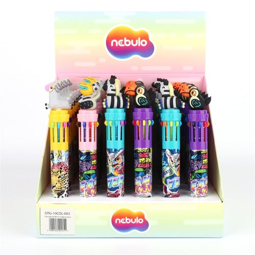 Golyóstoll 10színű, safari, 30 db/display Nebulo