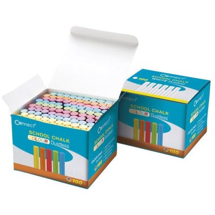 Táblakréta kerek pormentes 100 db/doboz, Connect vegyes színek
