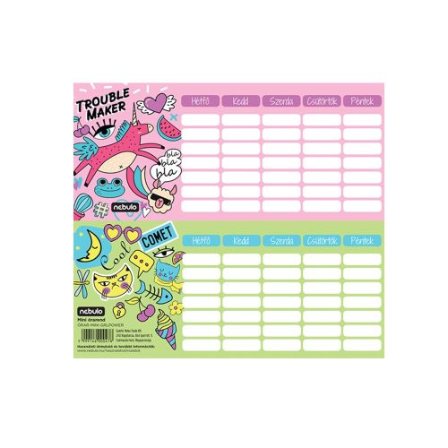 Órarend egylapos Girl Power, 25 db/csomag, Nebulo