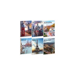   Füzet iskolai A4, 40lap, kockás Ars Una CITYSCAPE 10db/csomag