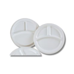   Tányér lapos D 25,4 cm 3 részes komposztálható cukornád 125 db/csomag, natúr